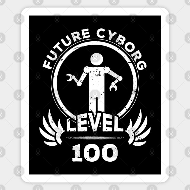 Level 100 Future Cyborg Sci Fi Fan Gift Sticker by atomguy